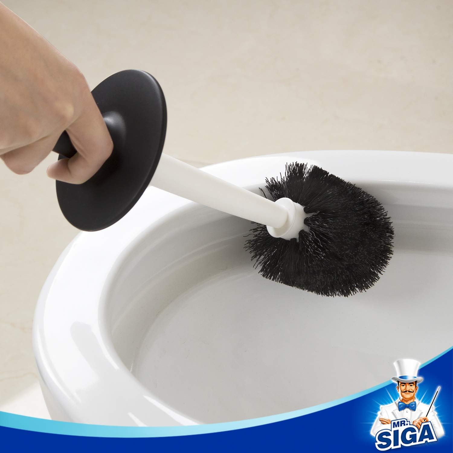 MR.SIGA Toilet Bowl Brush and Holder for Bathroom, Black, 2 Pack