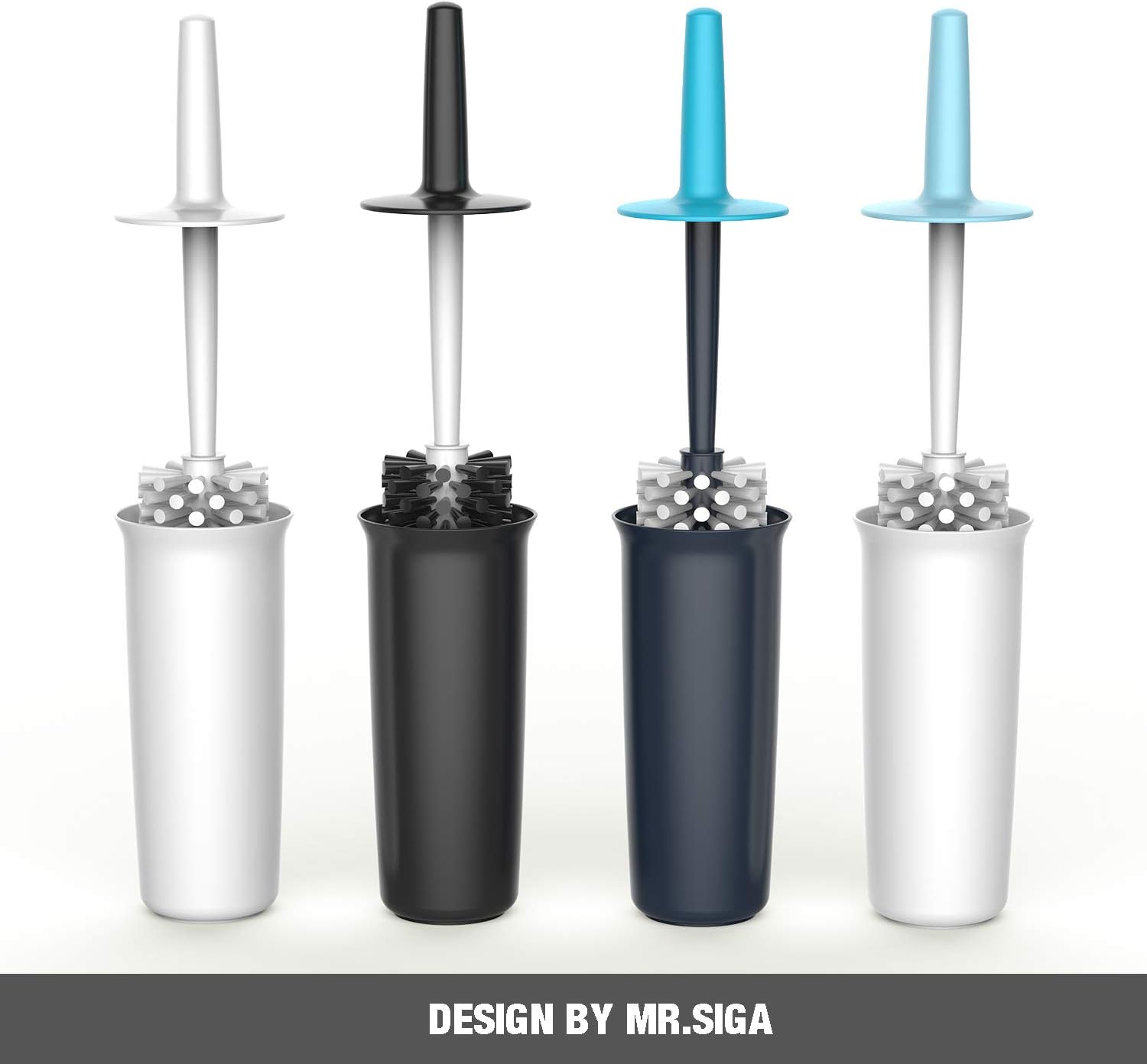 MR.SIGA Toilet Bowl Brush and Holder for Bathroom, Black, 2 Pack