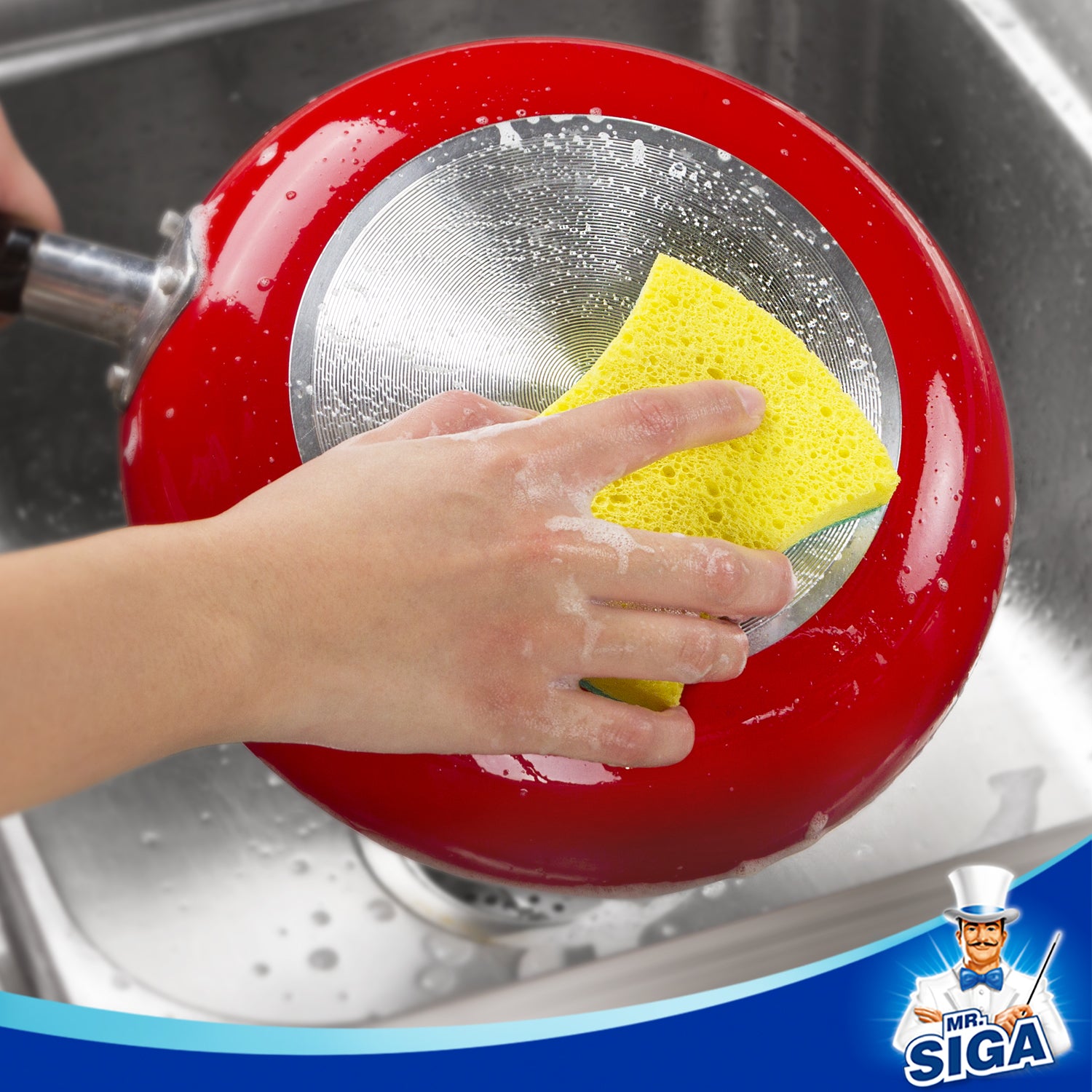 MR.Siga Cellulose Scrub Sponge Strong Absorbent, Dual-Sided Dishwashing Sponge for Kitchen, 9 Pack