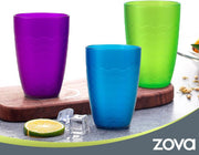 MR.SIGA ZOVA Durable Plastic Cups, Beverage Tumblers 11.3 oz/330 ml, Set of 6 in 3 Assorted Colors