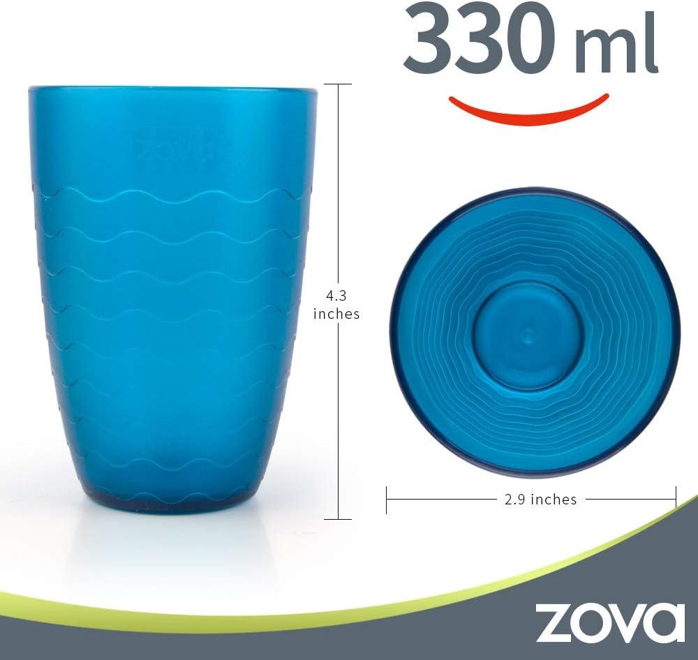 MR.SIGA ZOVA Durable Plastic Cups, Beverage Tumblers 11.3 oz/330 ml, Set of 6 in 3 Assorted Colors