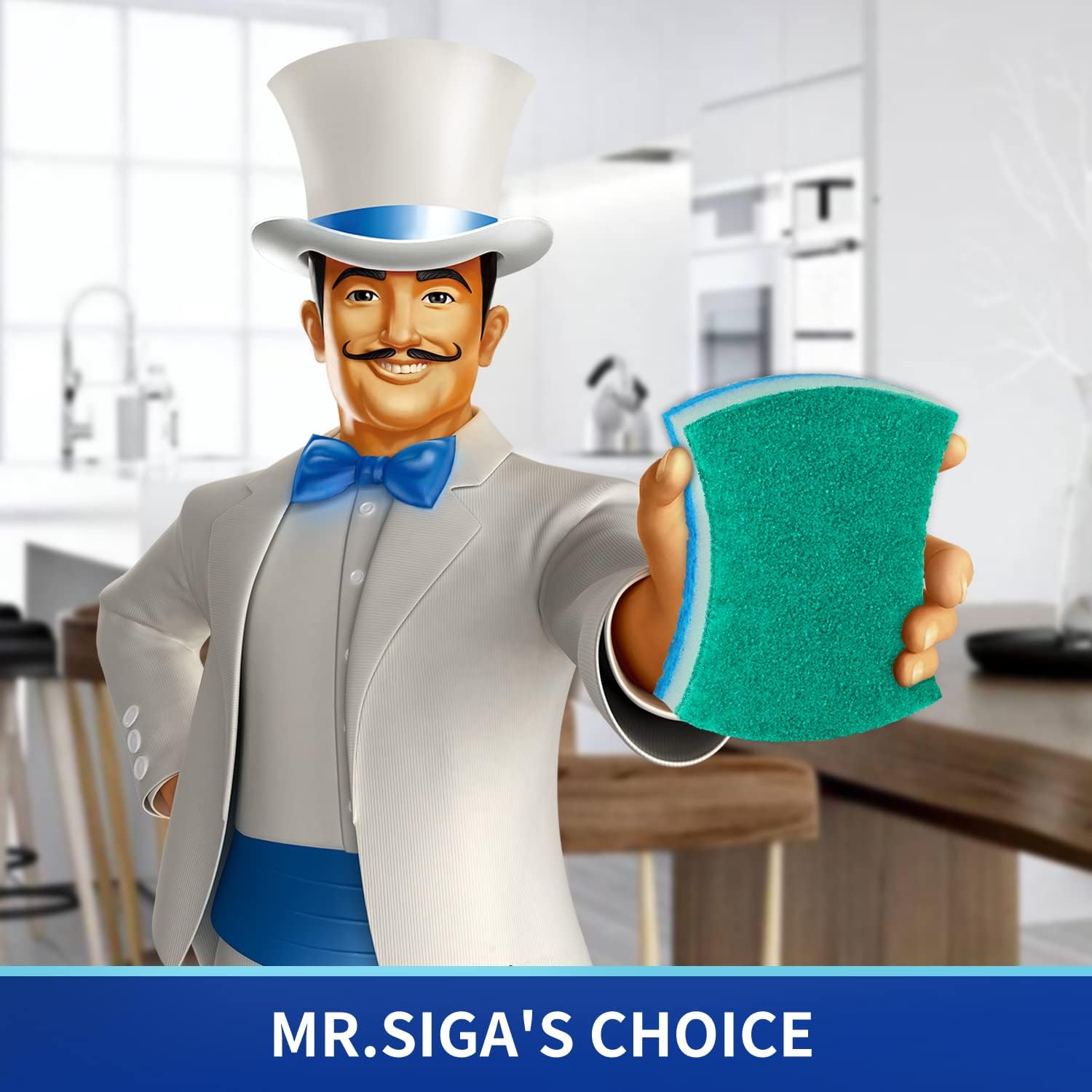 MR.SIGA Multi-Use Cellulose Scrub Sponge, Dual-Sided Dishwashing Sponge for Kitchen, 12 Pack