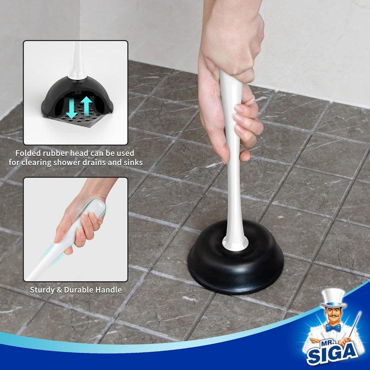MR.SIGA Toilet Plunger and Bowl Brush Combo for Bathroom Cleaning, Whi