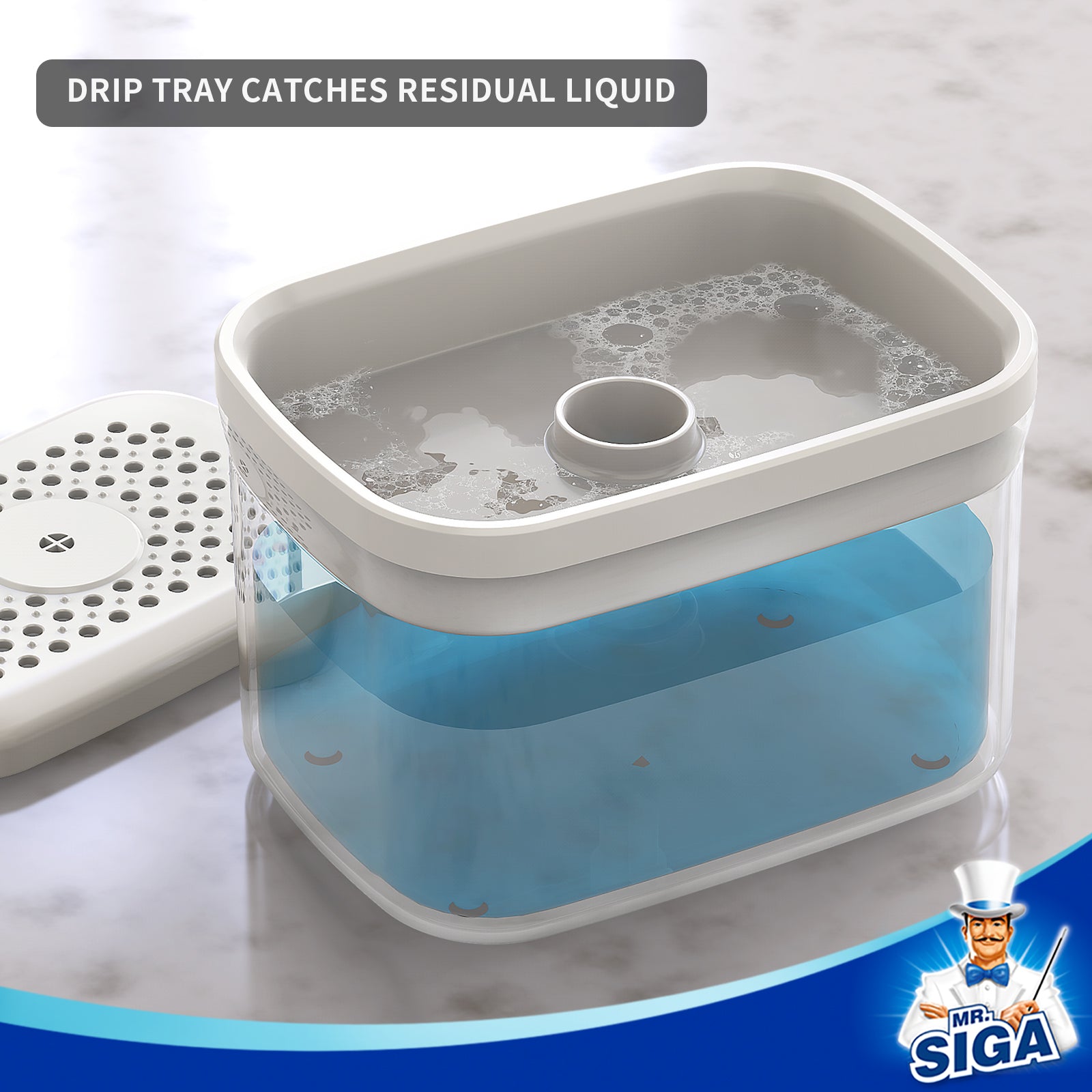 MR.SIGA Dish Soap Dispenser with Sponge Holder and Scrub Sponge Set