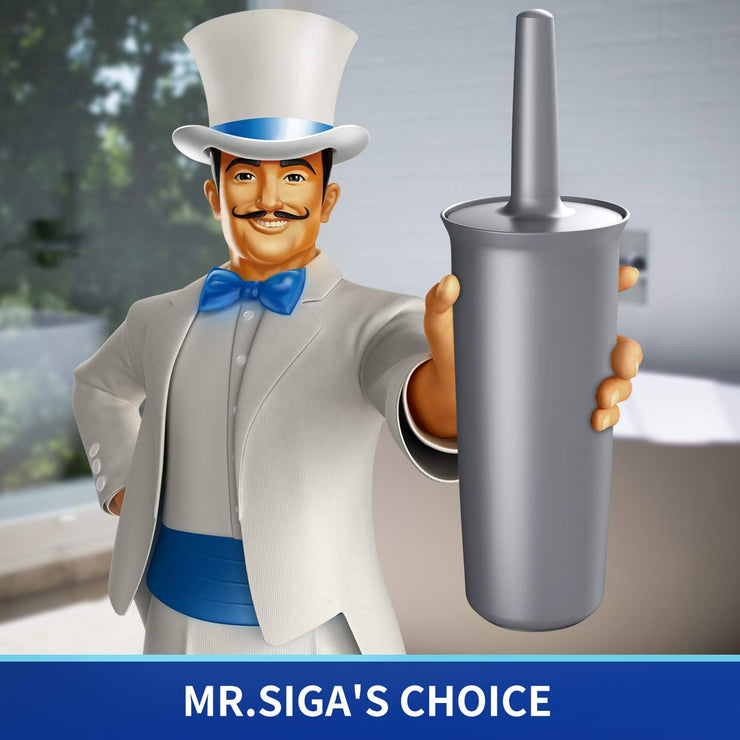 MR.SIGA Toilet Bowl Brush and Holder for Bathroom, Gray, 1 Pack