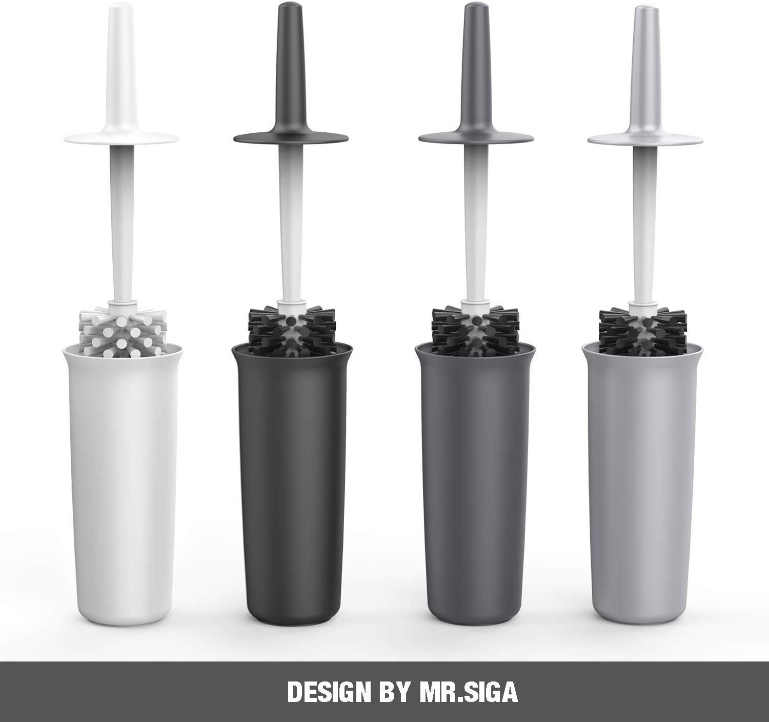 MR.SIGA Toilet Bowl Brush and Holder for Bathroom, Gray, 1 Pack