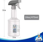 MR.SIGA 16 oz Empty Plastic Spray Bottles for Cleaning Solutions, Heavy Duty Household Reusable Spray Bottles with Measurements and Adjustable Leak Proof Nozzle, 3 Pack
