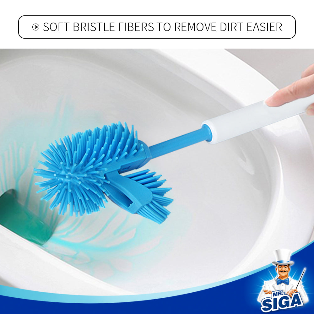 MR.SIGA Toilet Bowl Brush and Holder for Bathroom, Non-Scratch TPR Bristles, Under-Rim Brush Head