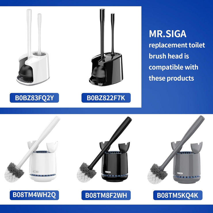 MR.SIGA Premium Toilet Bowl Brush Replacement Head, 2 Pack