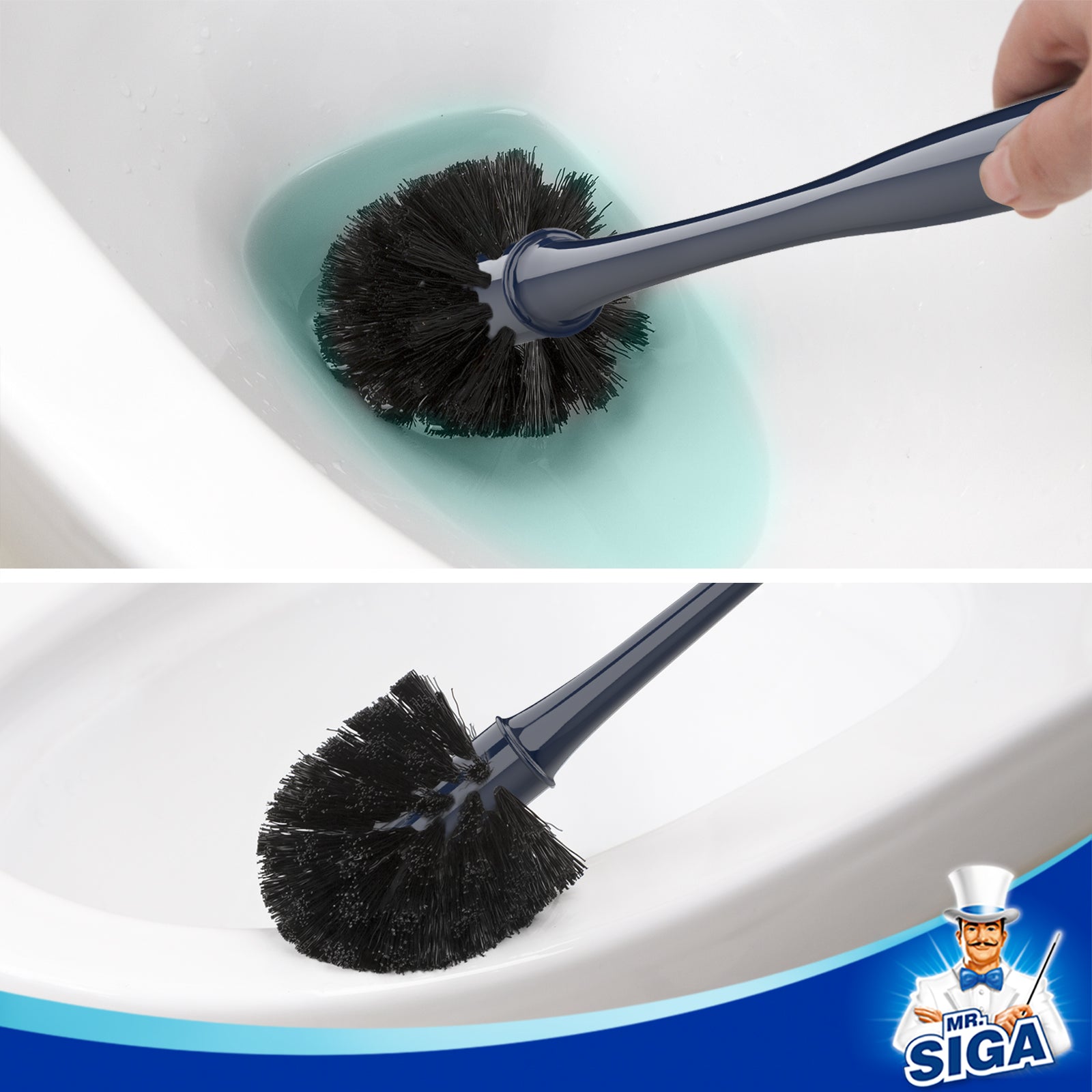 MR.SIGA Toilet Plunger and Bowl Brush Combo for Bathroom Cleaning, Navy, 1 Set