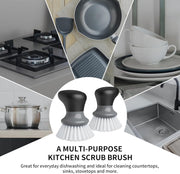 MR.SIGA Dish Scrub Brush, Palm Brush Dish Scrubber with Ergonomic Grip, Kitchen Brushes for Dishes, Gray, Pack of 2