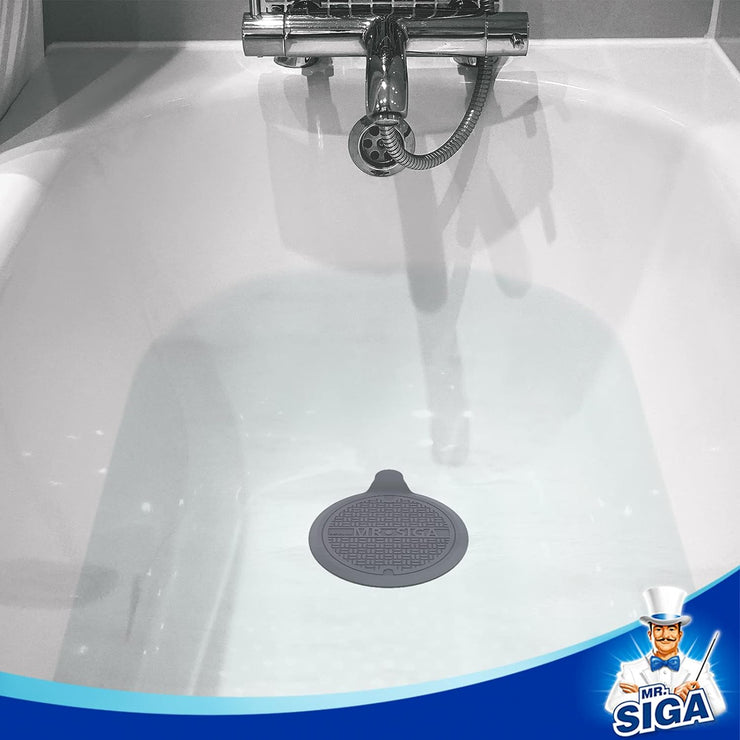 MR.SIGA Silicone Bathtub Stopper, Drain Stopper for Shower, Sink, 5.1" Diameter, Grey, 3 Pack