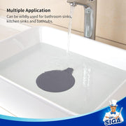 MR.SIGA Silicone Bathtub Stopper, Drain Stopper for Shower, Sink, 5.1" Diameter, Grey, 3 Pack