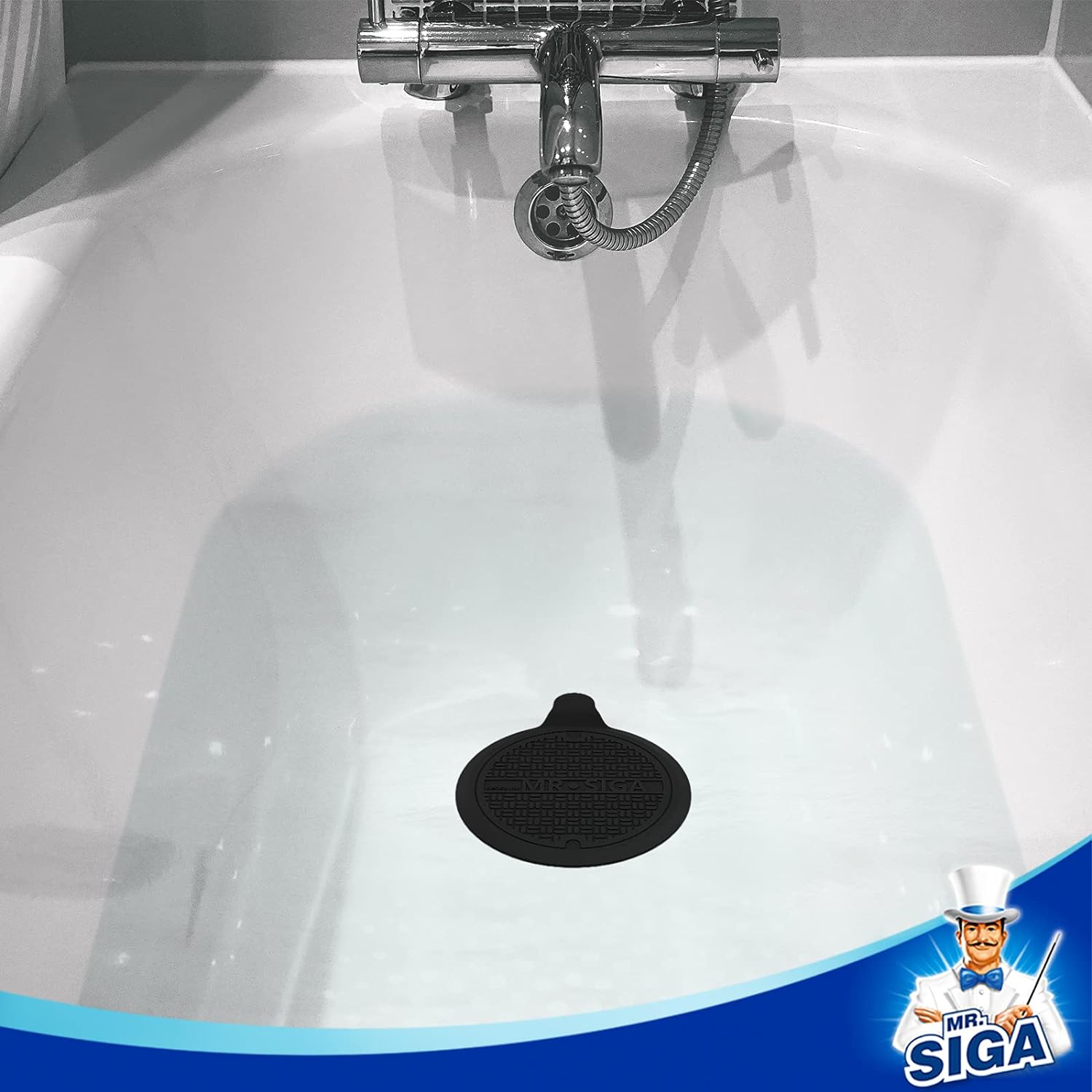 MR.SIGA Silicone Bathtub Stopper, Drain Stopper for Shower, Sink, 5.1" Diameter, Black, 3 Pack
