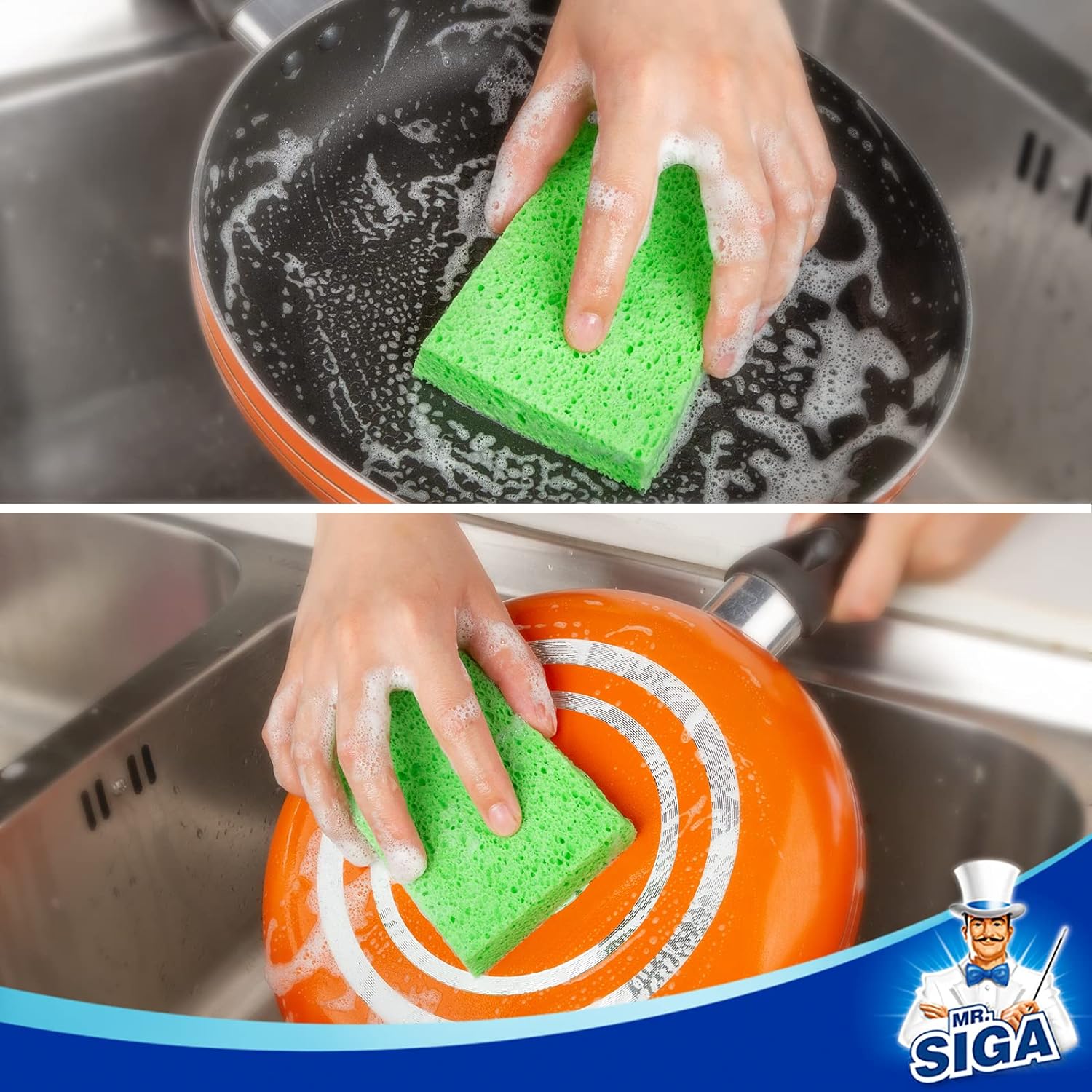 MR.SIGA Scrub Sponges, Non-Scratch Sponges for Dishes, Kitchen Sponge Dish Scrubber, 12 Pack