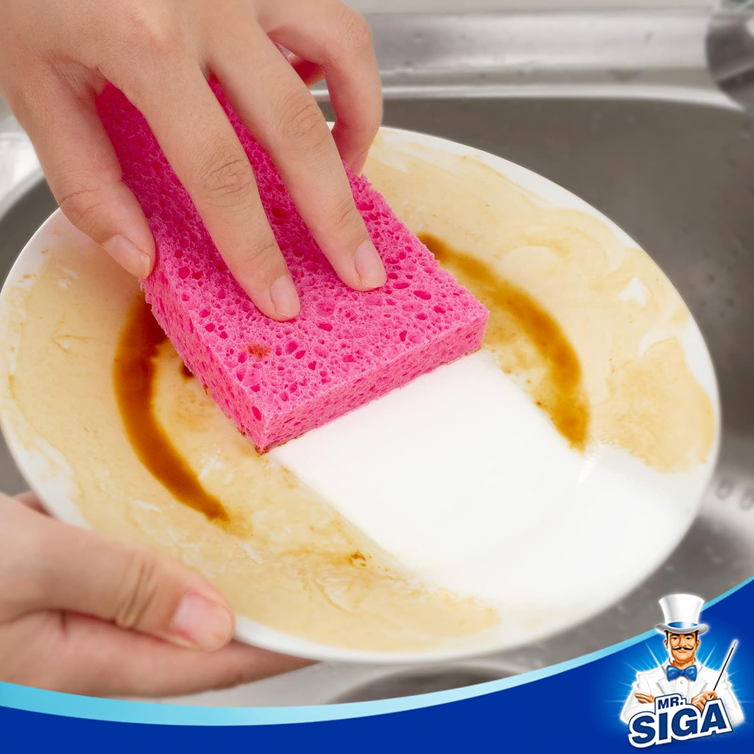 MR.SIGA Scrub Sponges, Non-Scratch Sponges for Dishes, Kitchen Sponge Dish Scrubber, 12 Pack