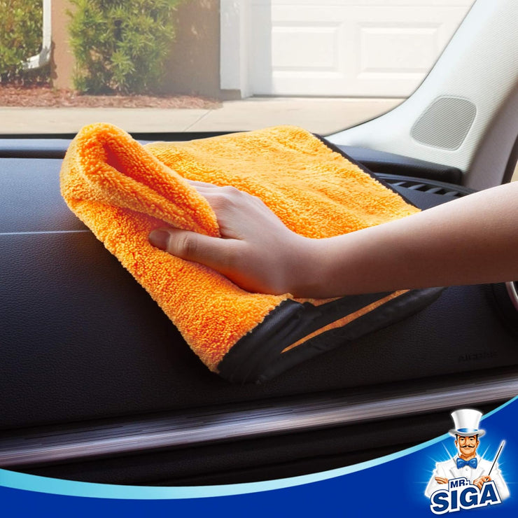 MR.SIGA Professional Premium Microfiber Towels for Cars, Dual-Sided Car Washing and Detailing Towels, Gold, 15.7 x 23.6 inch, 12 Pack