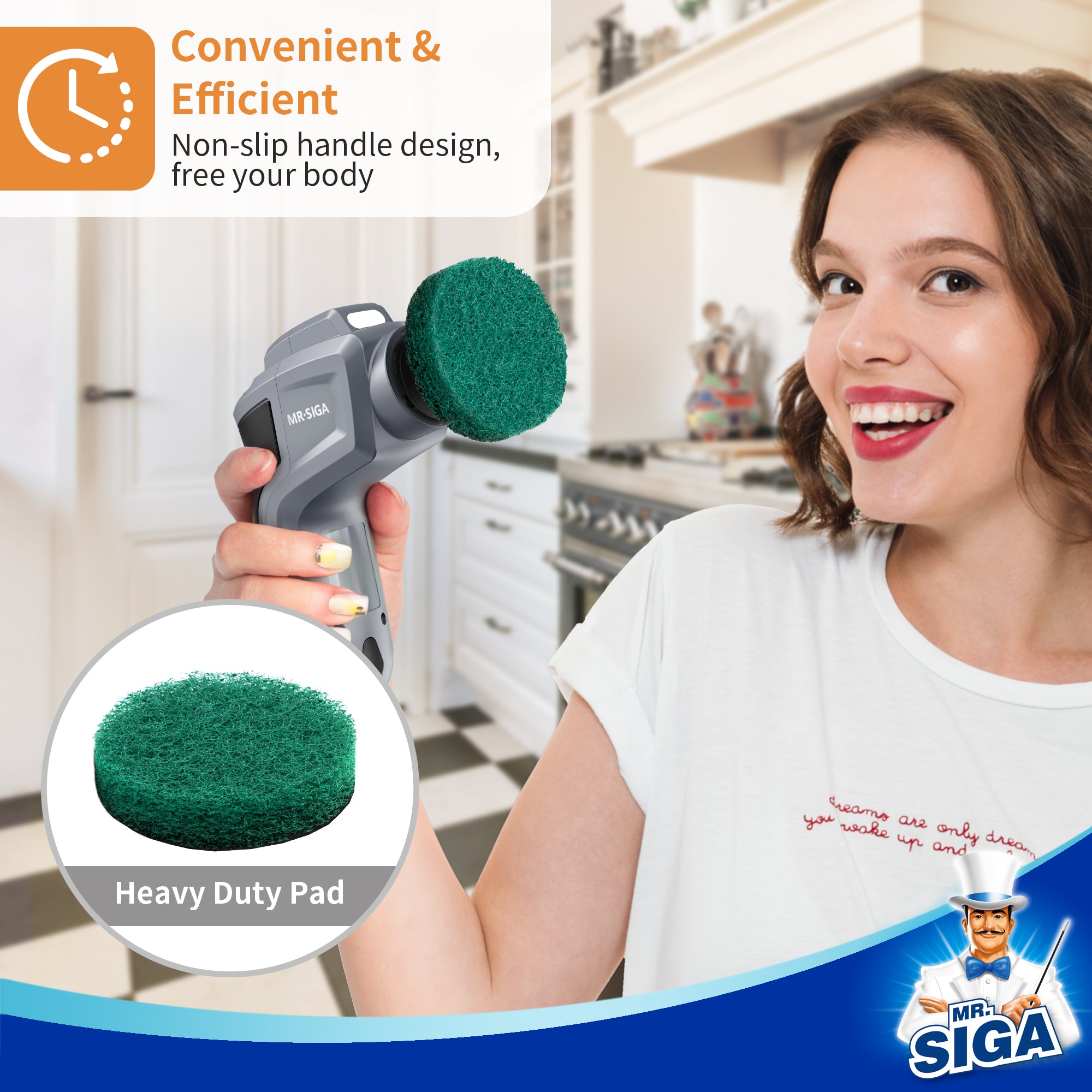 MR.SIGA Heavy Duty Pad-Nachfüllpackungen für elektrischen Spin Scrubber, 10er-Pack 