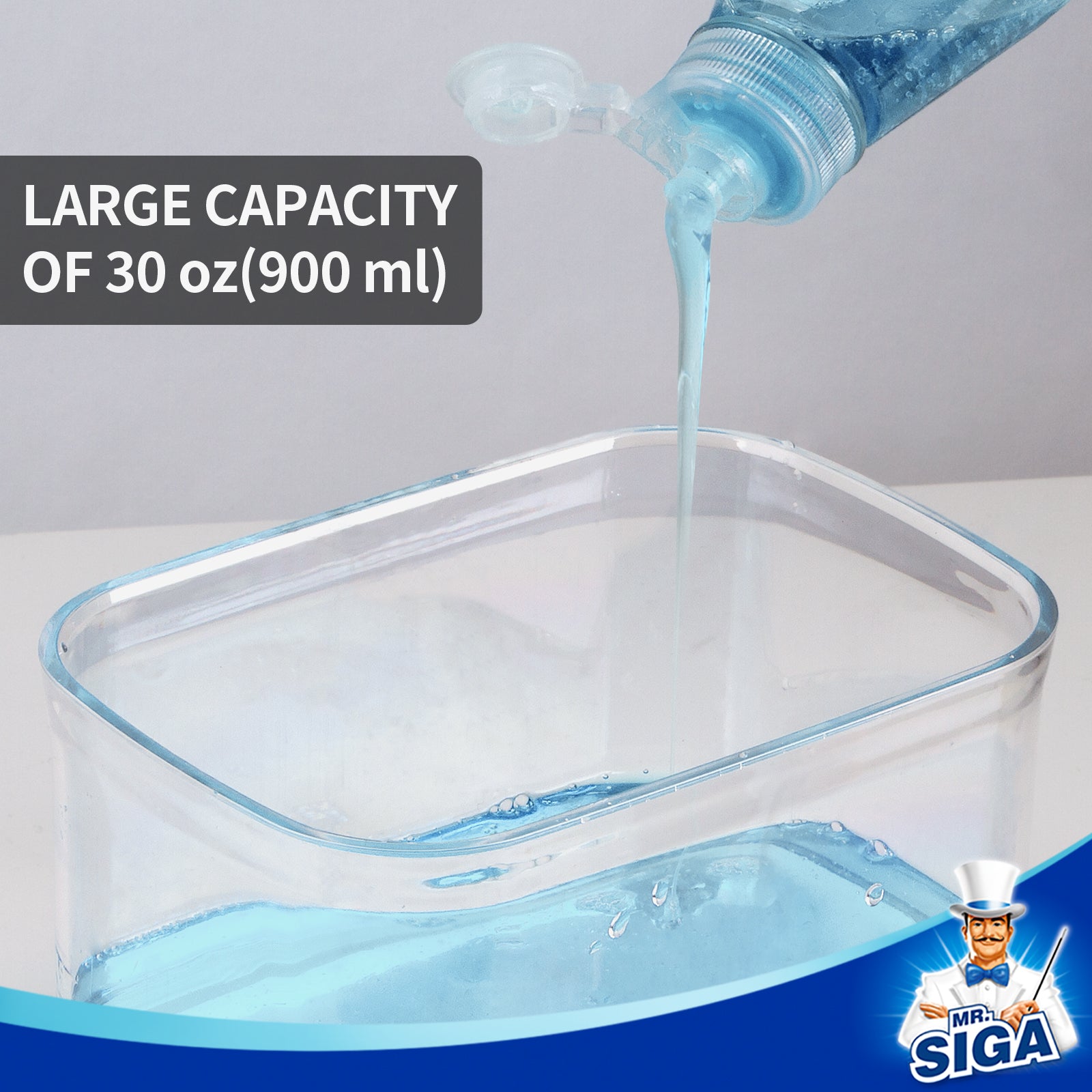 MR.SIGA 2 in 1 Premium Soap Dispenser and Sponge Holder, Dishwashing Soap Pump Dispenser for Kitchen Countertop, Gray