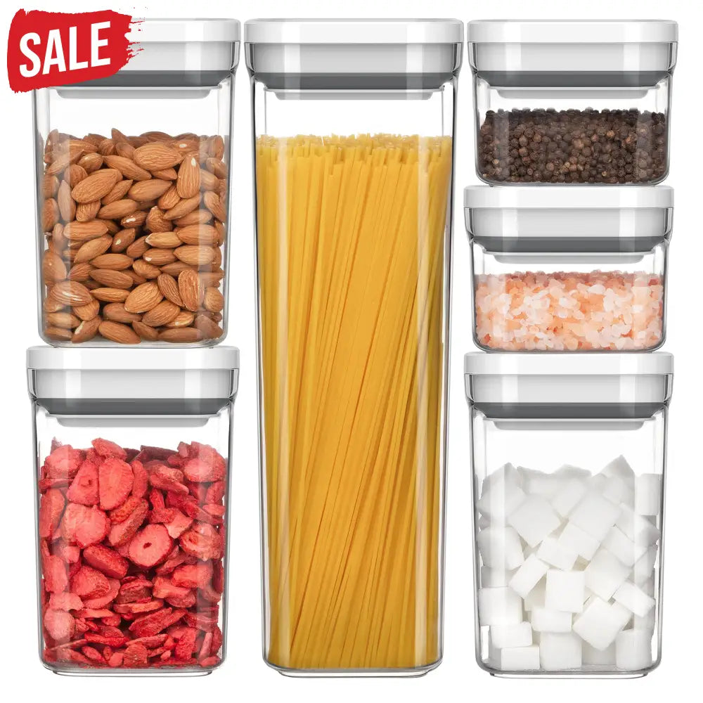 MR.SIGA 6 Piece Airtight Food Storage Container Set BPA Free Kitchen Pantry Organization Canisters One-handed Kitchen