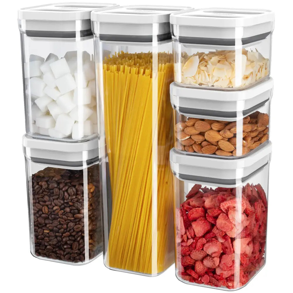MR.SIGA 6 Piece Airtight Food Storage Container Set BPA Free Kitchen Pantry Organization Canisters One-handed Kitchen