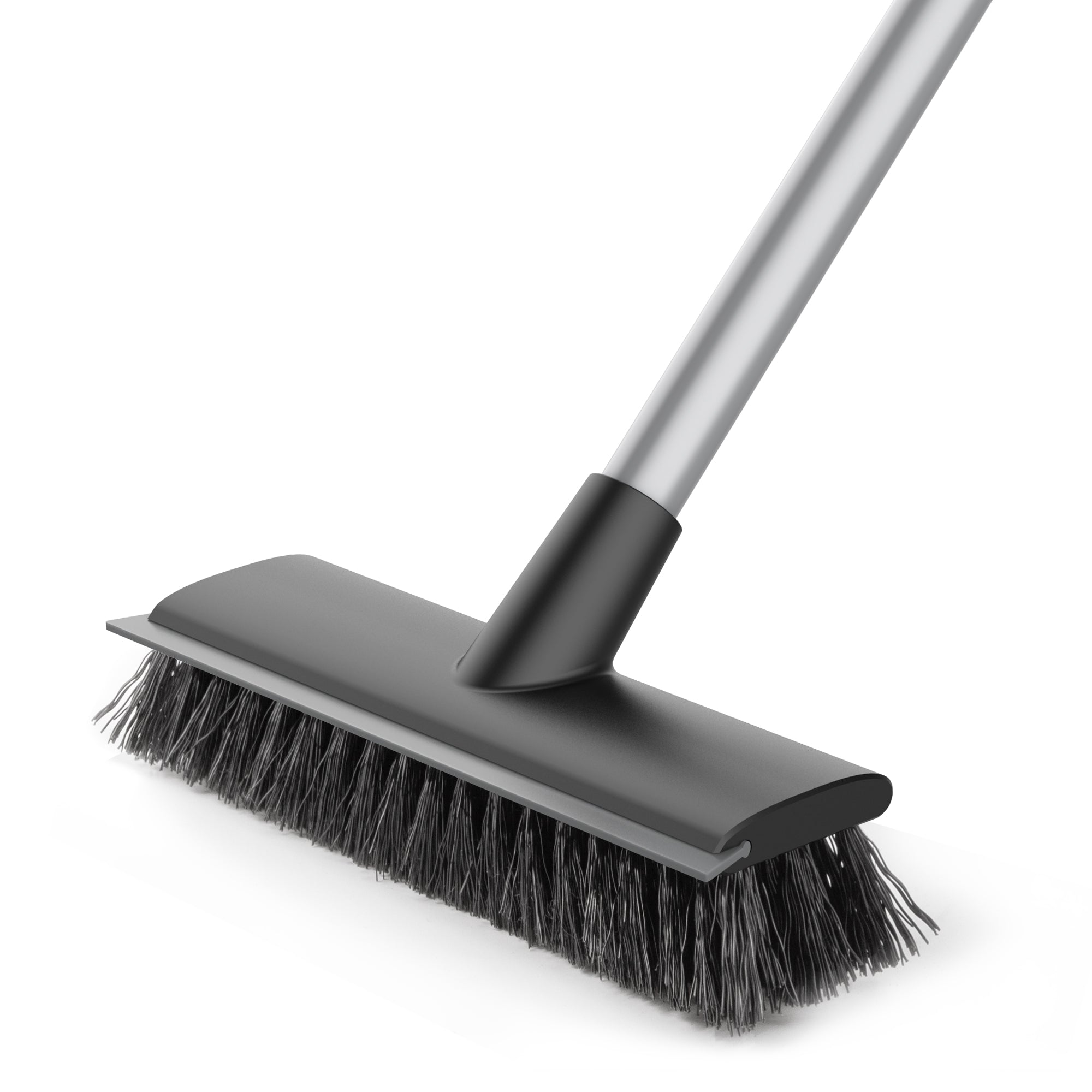 MR.SIGA Floor Scrub Brush with Long Handle, 2 in 1 Scrubber and Squeegee for Cleaning Bathroom, Patio, Garage, Wall, Tile with Stiff Bristles