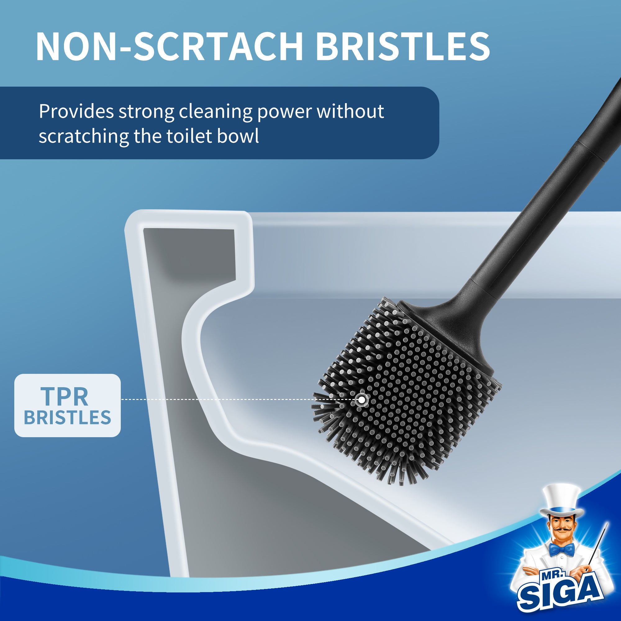 MR.SIGA Toilet Brush and Holder, Wall Mounted Toilet Brush for Bathroom Cleaning, Compact Toilet Brush with Holder Set, Black, 1 Pack