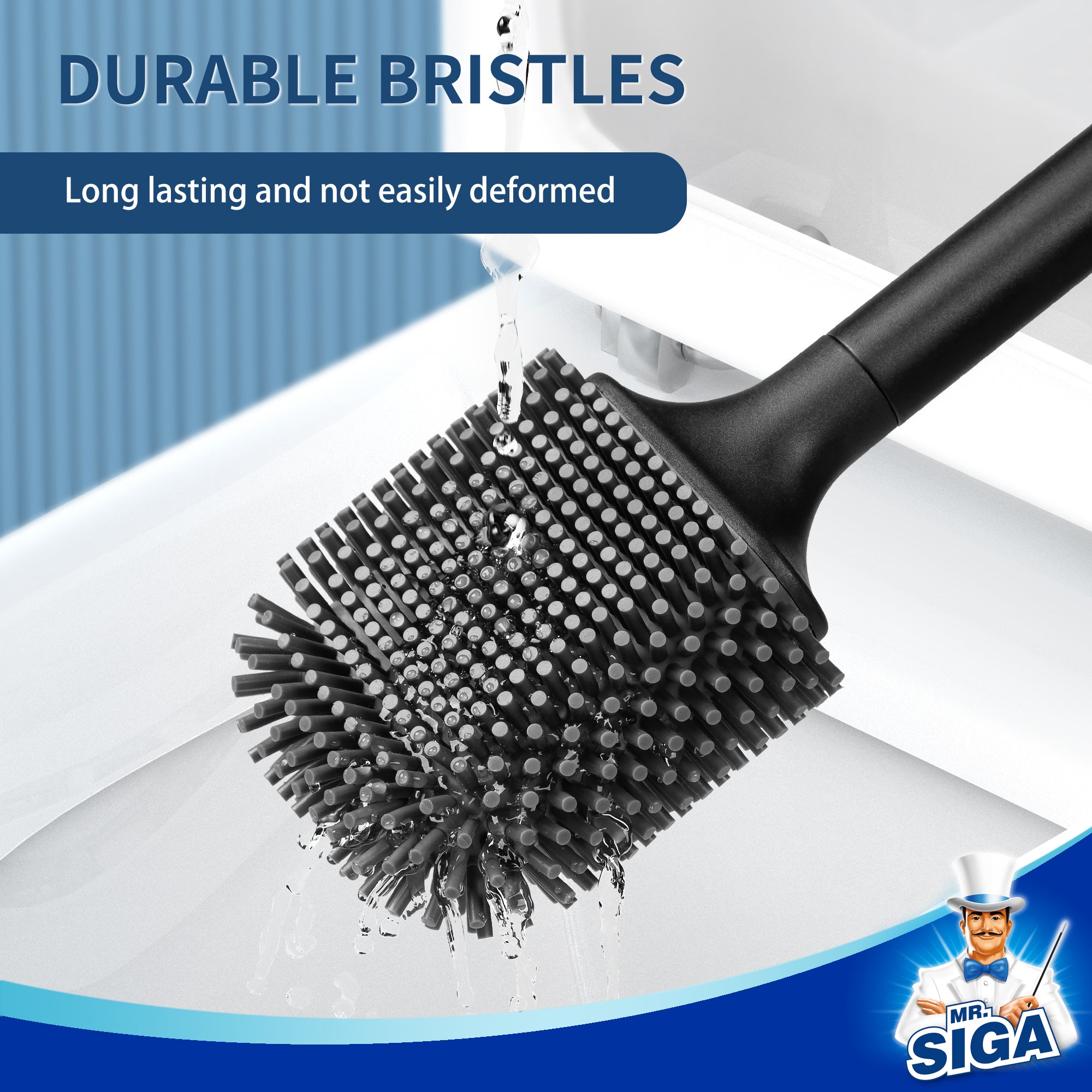 MR.SIGA Toilet Brush and Holder, Wall Mounted Toilet Brush for Bathroom Cleaning, Compact Toilet Brush with Holder Set, Black, 1 Pack