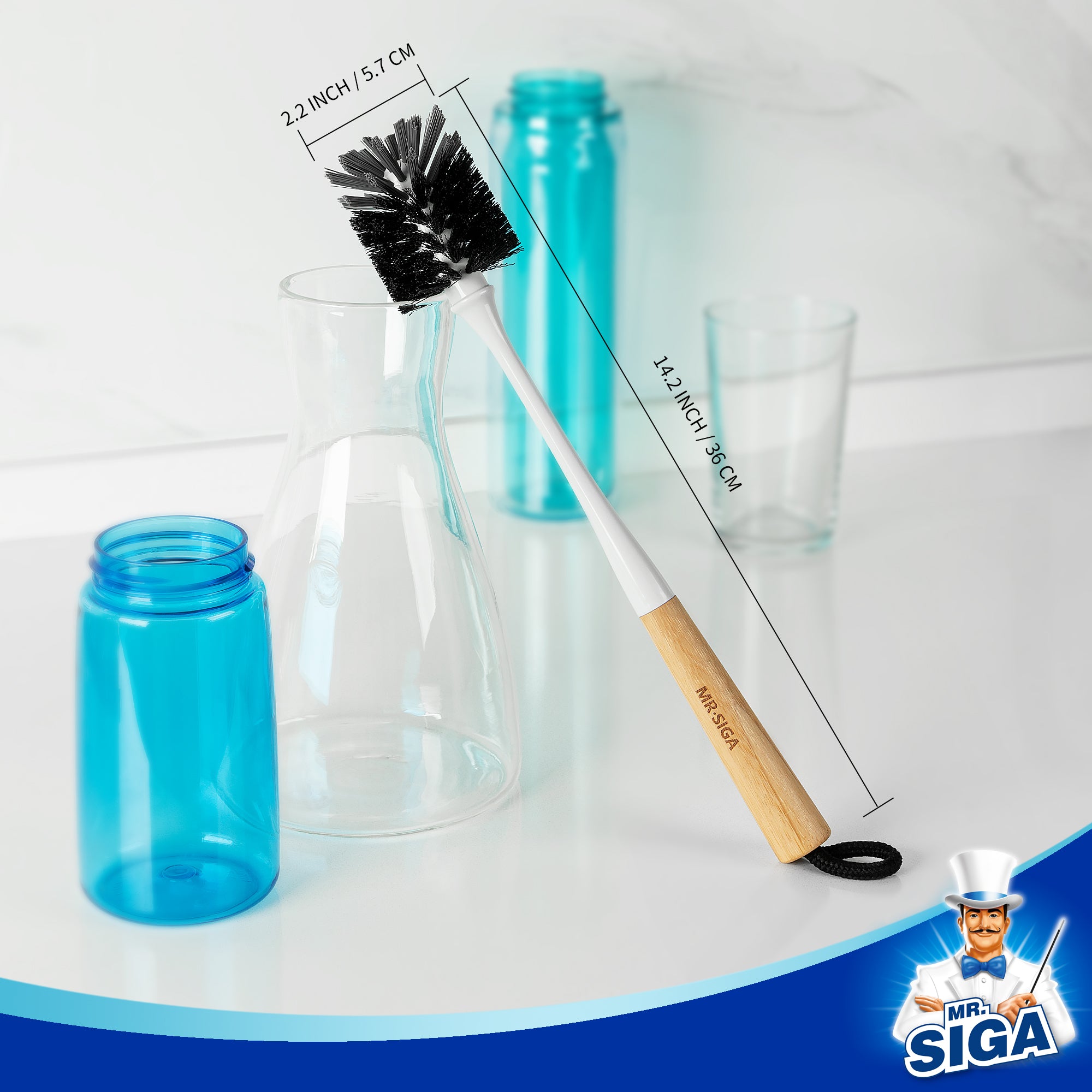 Mr.siga Bamboo Handle Cup Brush