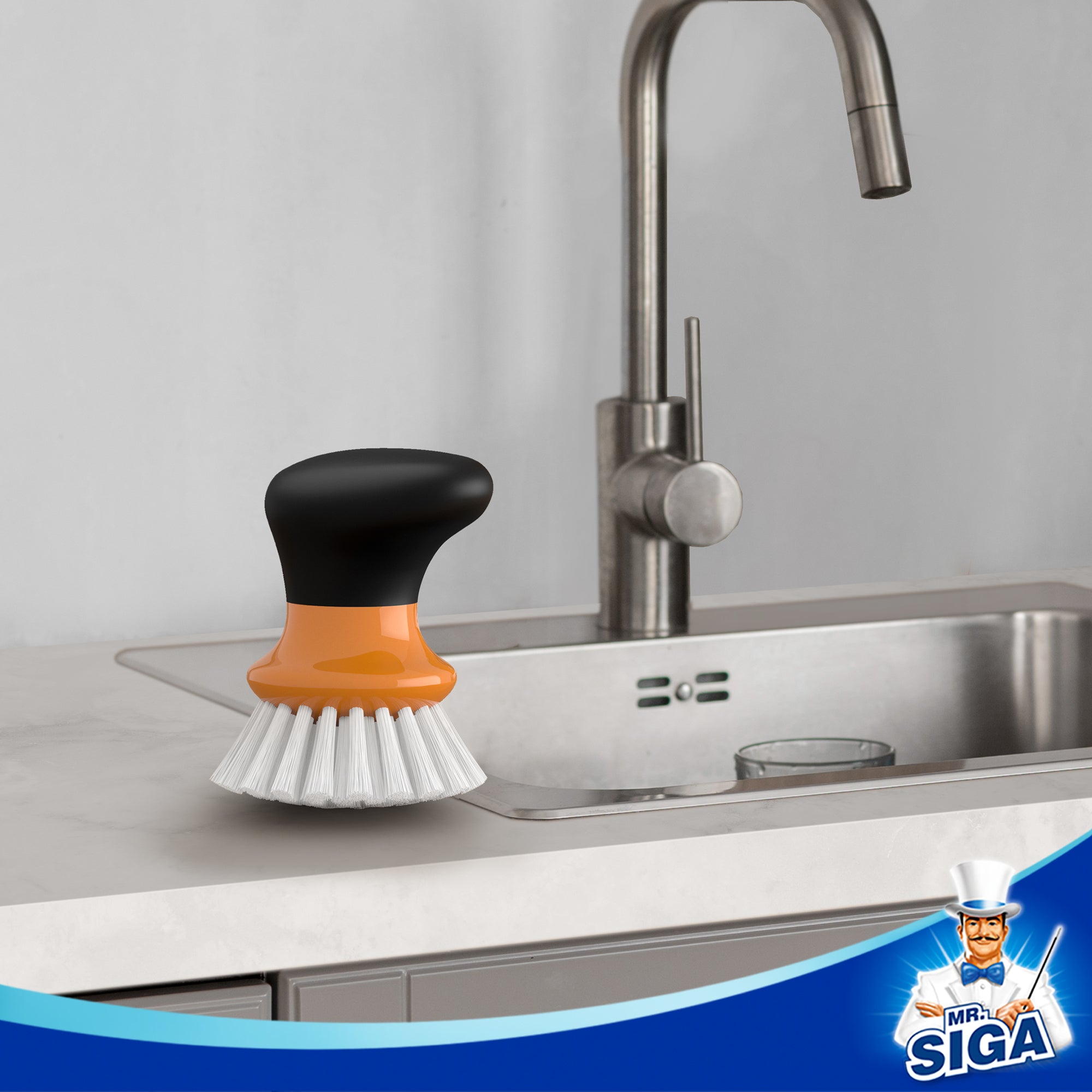 Mr.siga Small Dish Brush 2pcs - Orange