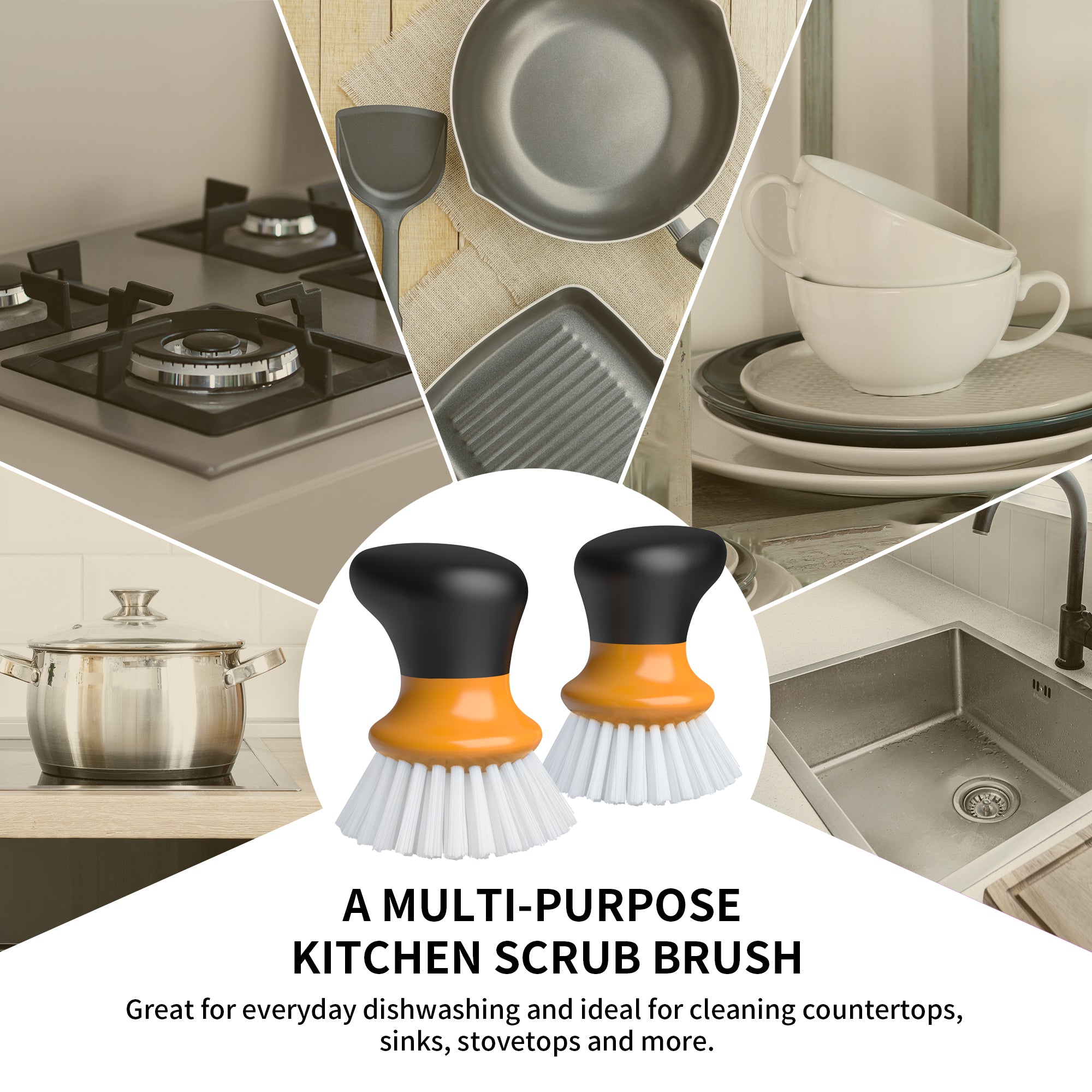 Mr.siga Small Dish Brush 2pcs - Orange