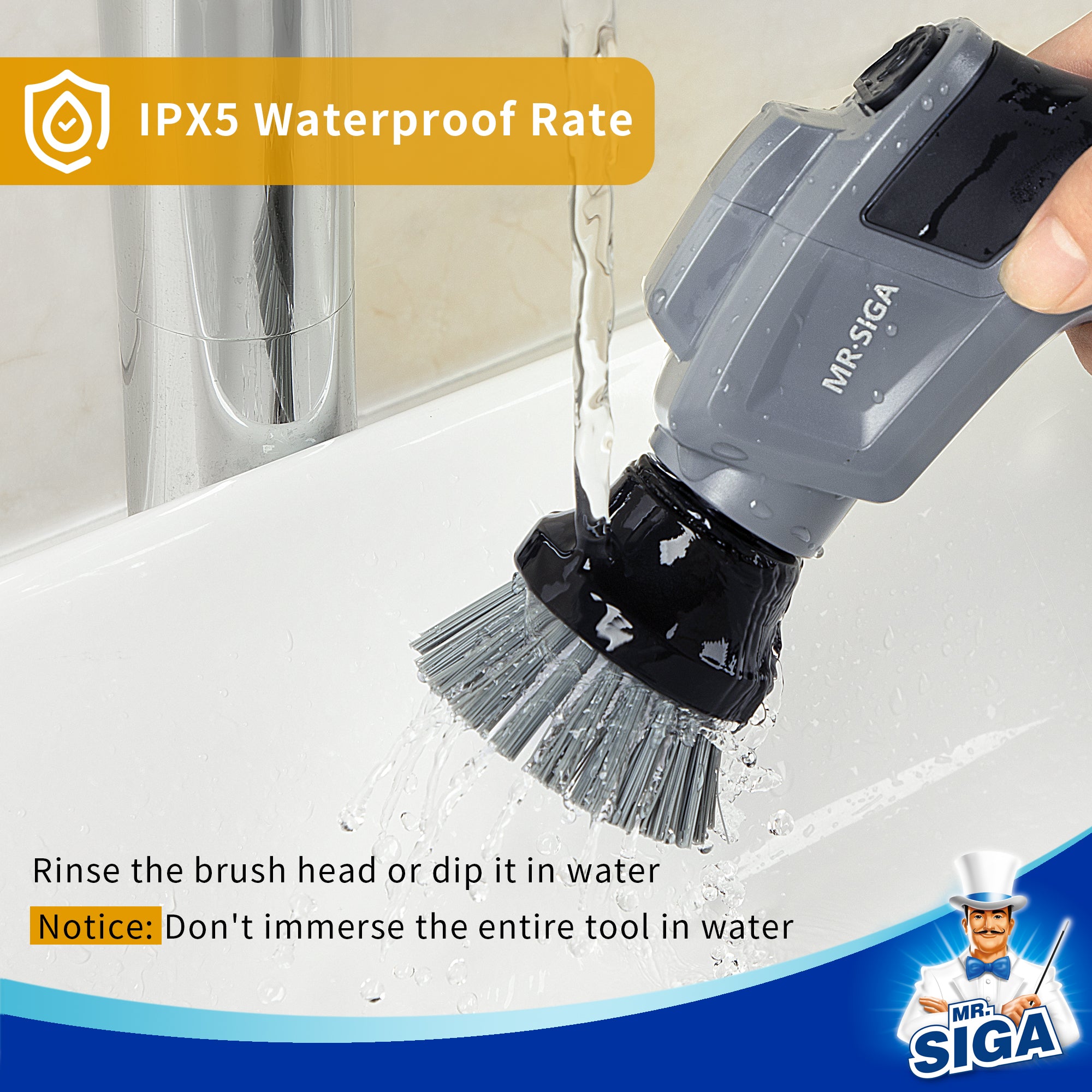 MR.SIGA Electric Spin Scrubber Flat Brush Refills, 3 Pack