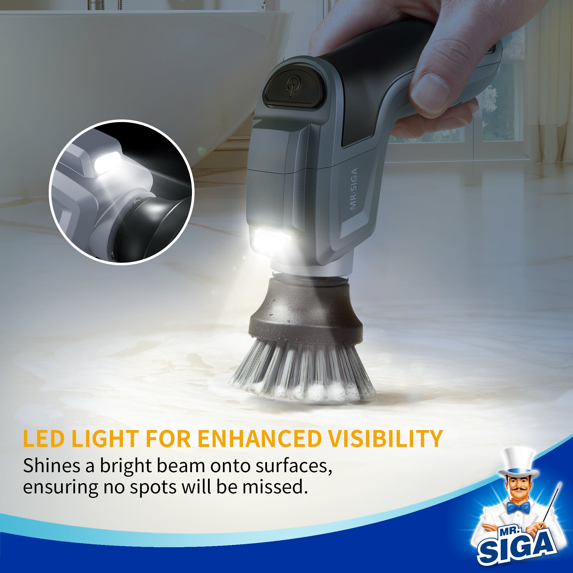 MR.SIGA Elektrischer Spin Scrubber, Flachbürsten-Nachfüllpackungen, 3er-Pack 