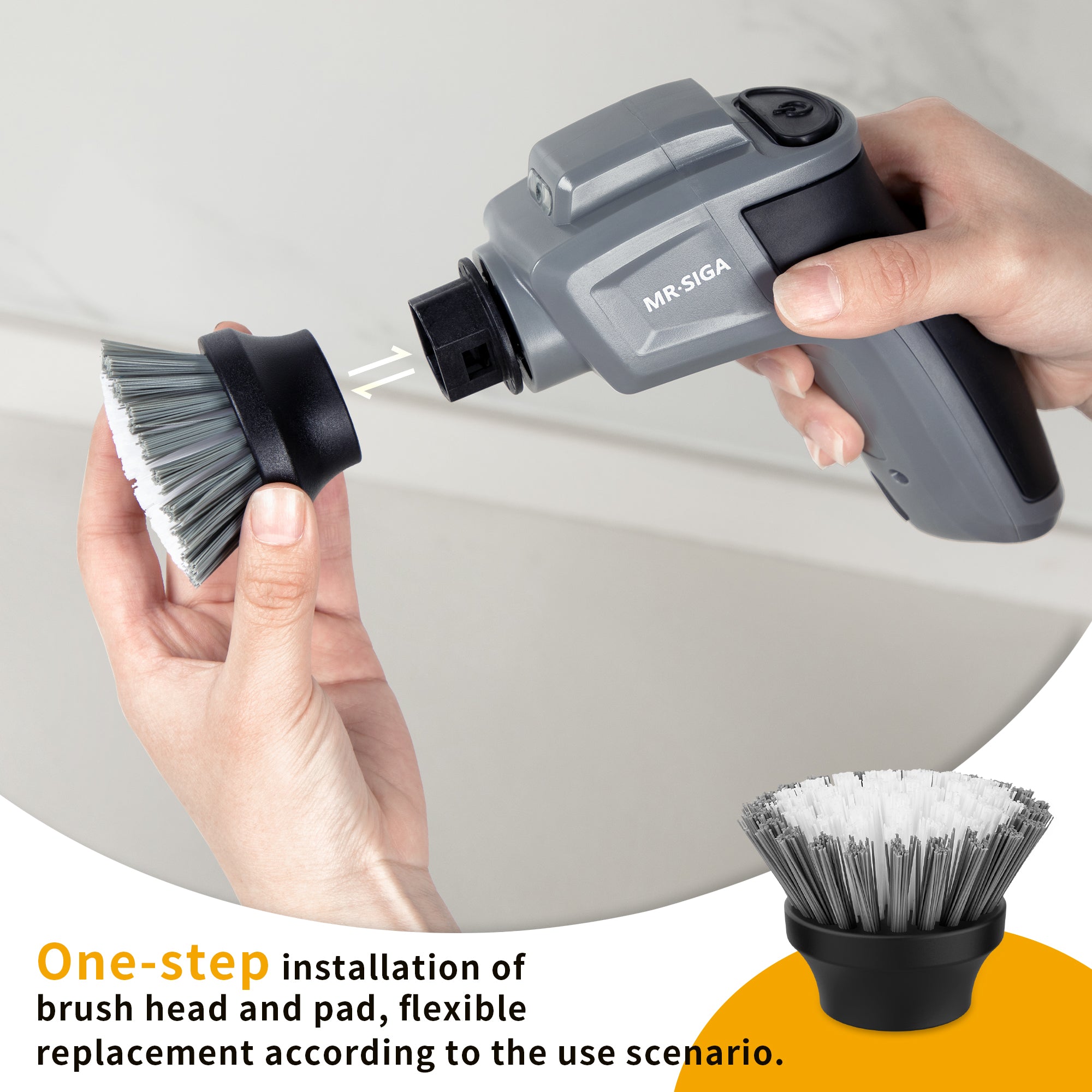 MR.SIGA Elektrischer Spin Scrubber, Flachbürsten-Nachfüllpackungen, 3er-Pack 