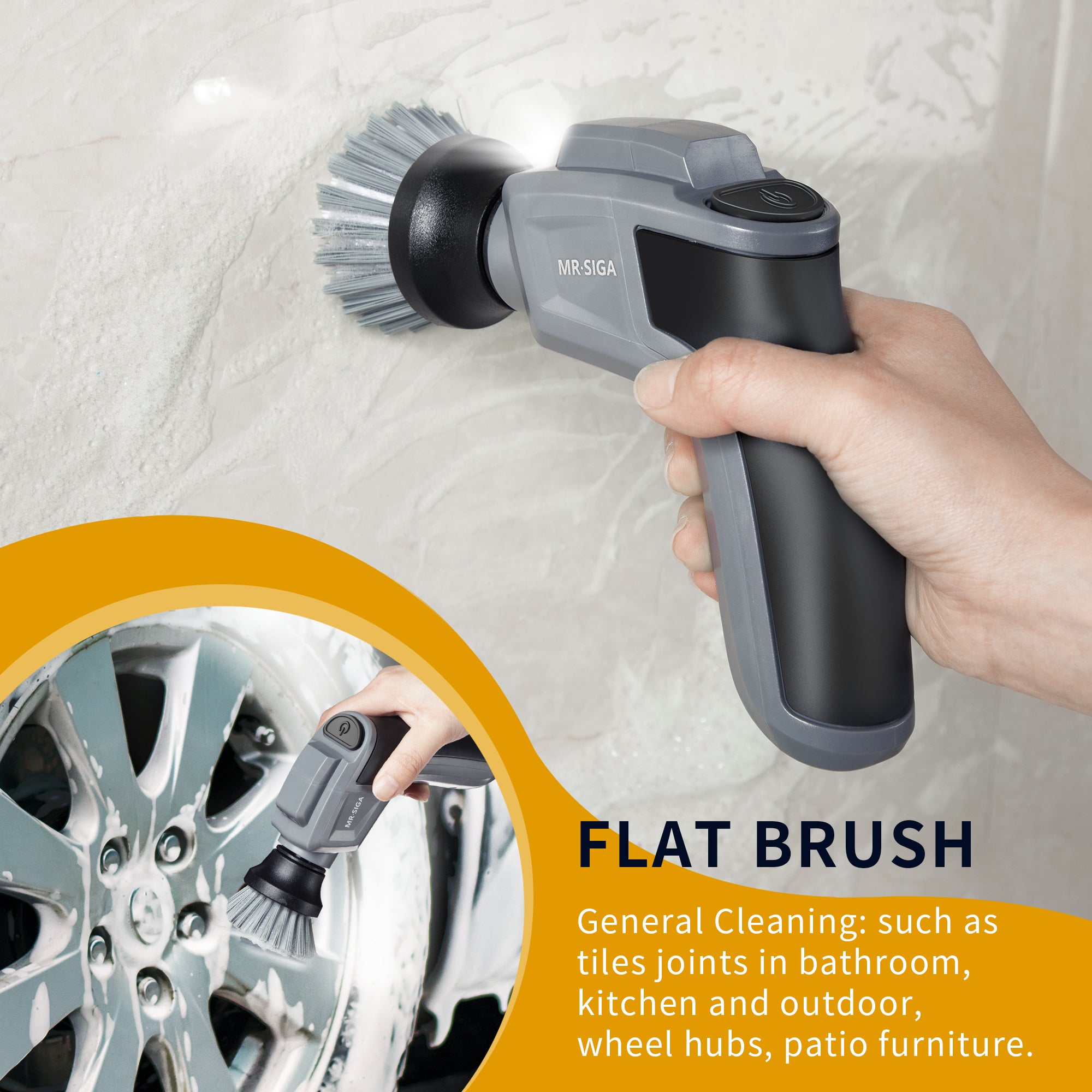 MR.SIGA Elektrischer Spin Scrubber, Flachbürsten-Nachfüllpackungen, 3er-Pack 