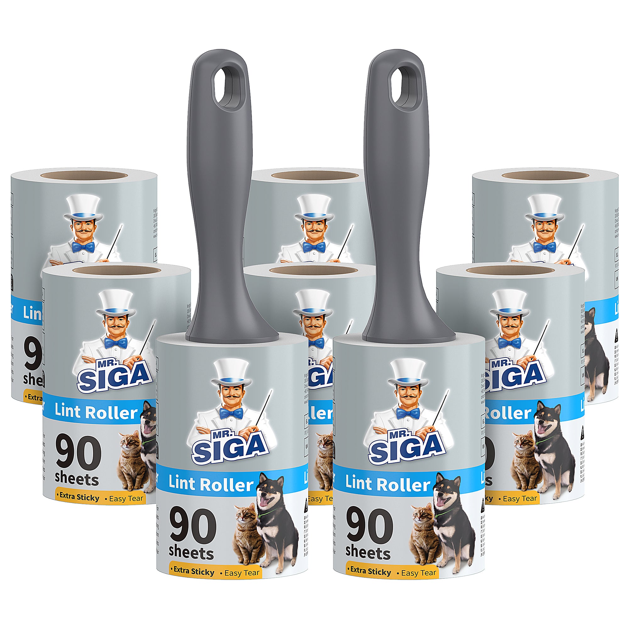 MR.SIGA Lint Rollers for Pet Hair Extra Sticky, 720 Sheets, Lint Remover for Clothing, Furniture, Pet Hair Remover with Easy Tear Sheets