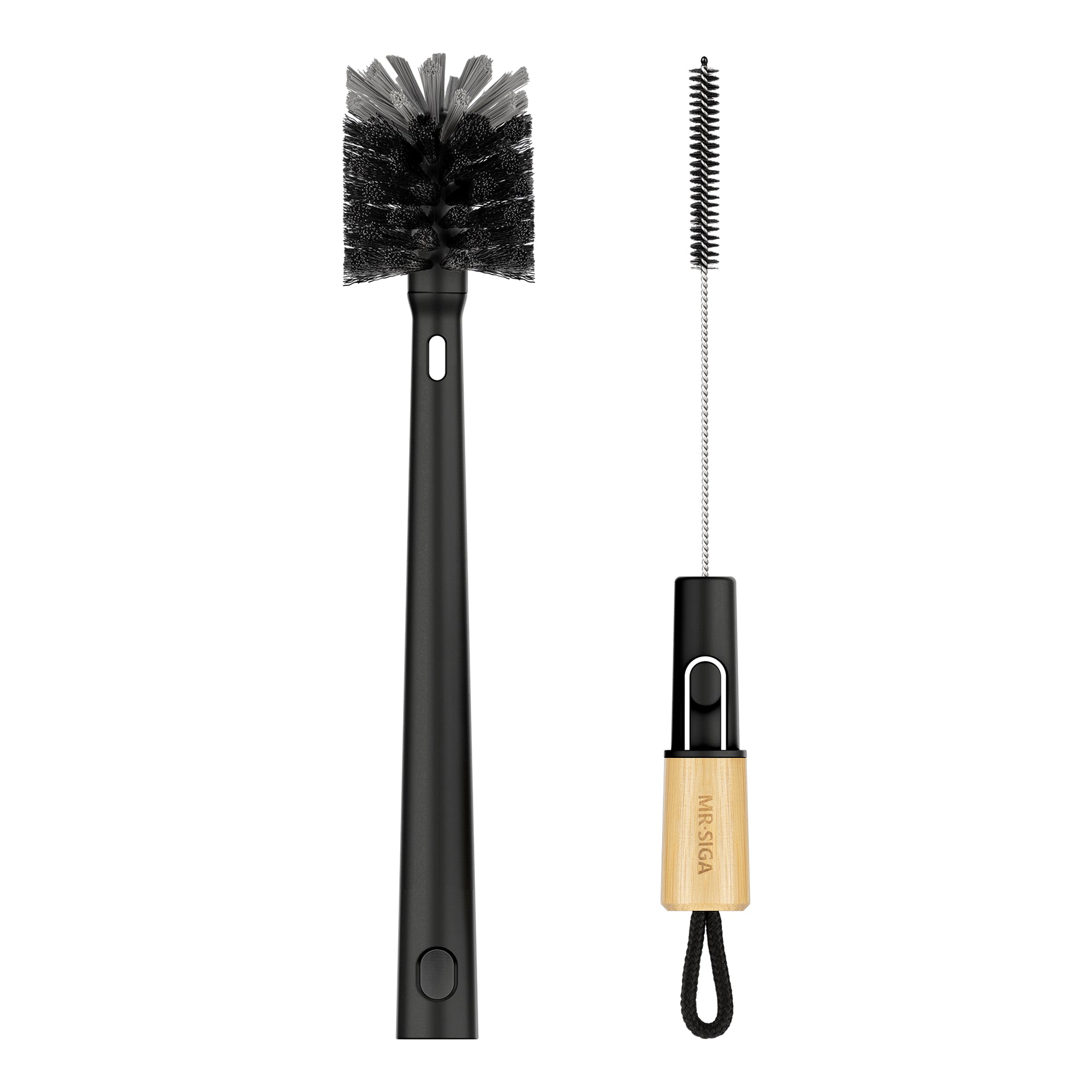 MR.SIGA Water Bottle Brush and Straw Cleaner Brush, Long Handle Bottle Cleaner Brush, 2 in 1 Bottle Cleaning Brush for Sports Bottles, Baby Bottles, Mugs, Straws, Black