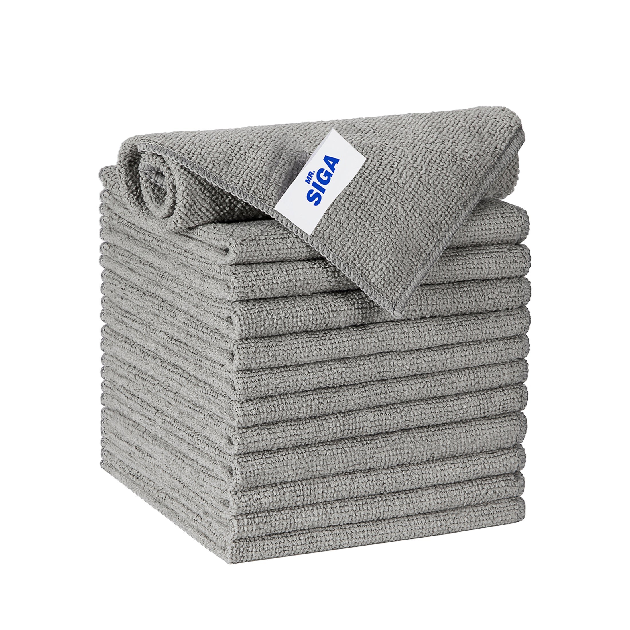 MR.SIGA Microfiber Cleaning Cloth, All-Purpose Microfiber Towels, Streak Free Cleaning Rags, Pack of 12, Gray, 11.8 x 11.8 inch
