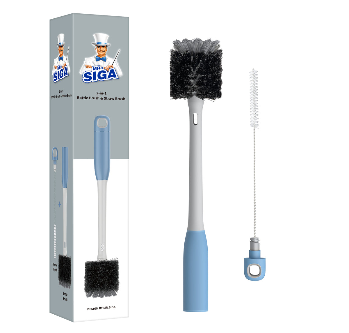 MR.SIGA 2 in 1 Bottle Brush & Straw Brush