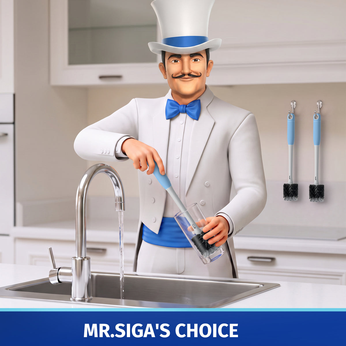 MR.SIGA 2 in 1 Bottle Brush & Straw Brush