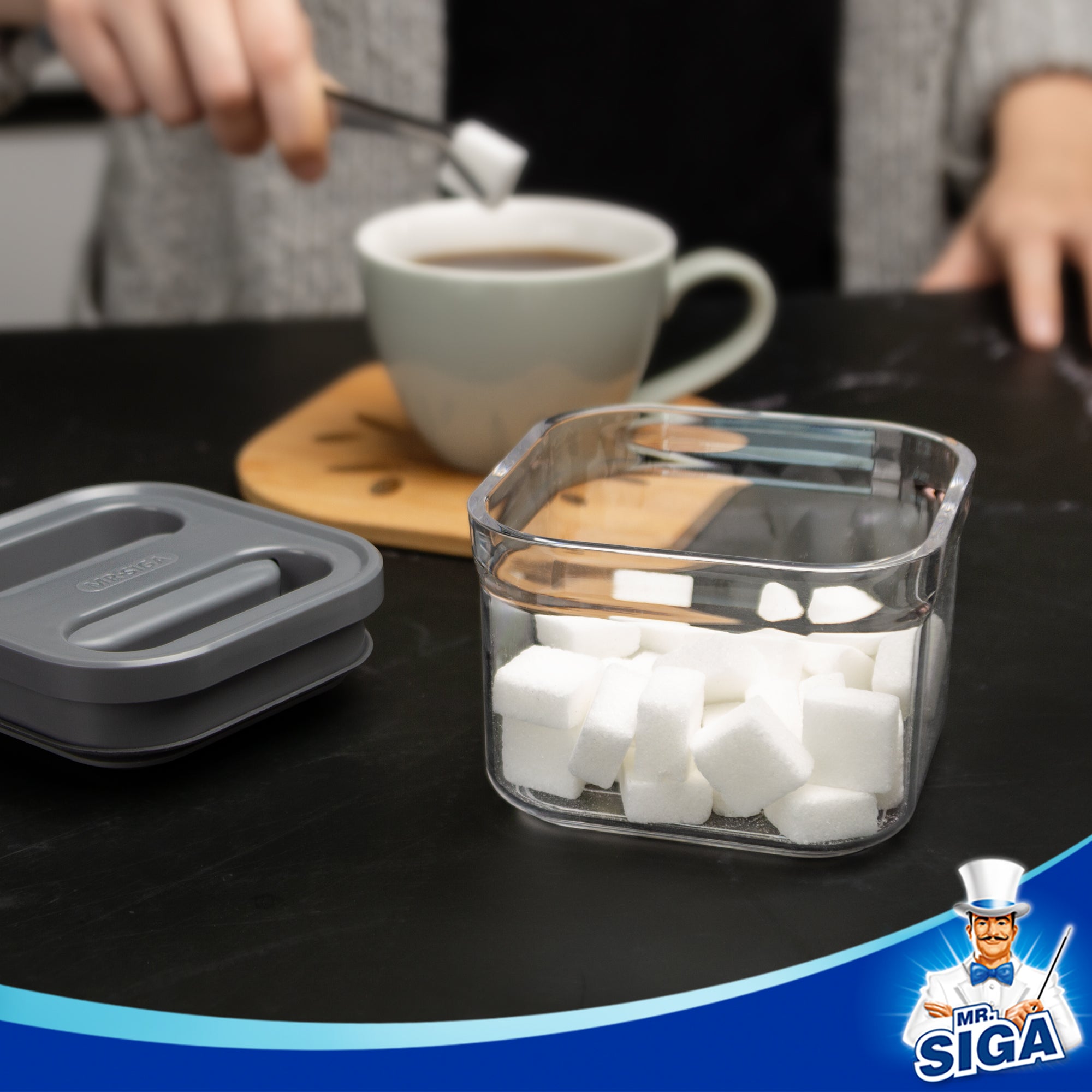 MR.SIGA 4er-Set luftdichte Vorratsbehälter für Lebensmittel, BPA-freie Vorratsdosen für die Küche, luftdichte Einhand-Aufbewahrungsbehälter für Müsli, Snacks und Süßigkeiten, 360 ml, klein, grau 