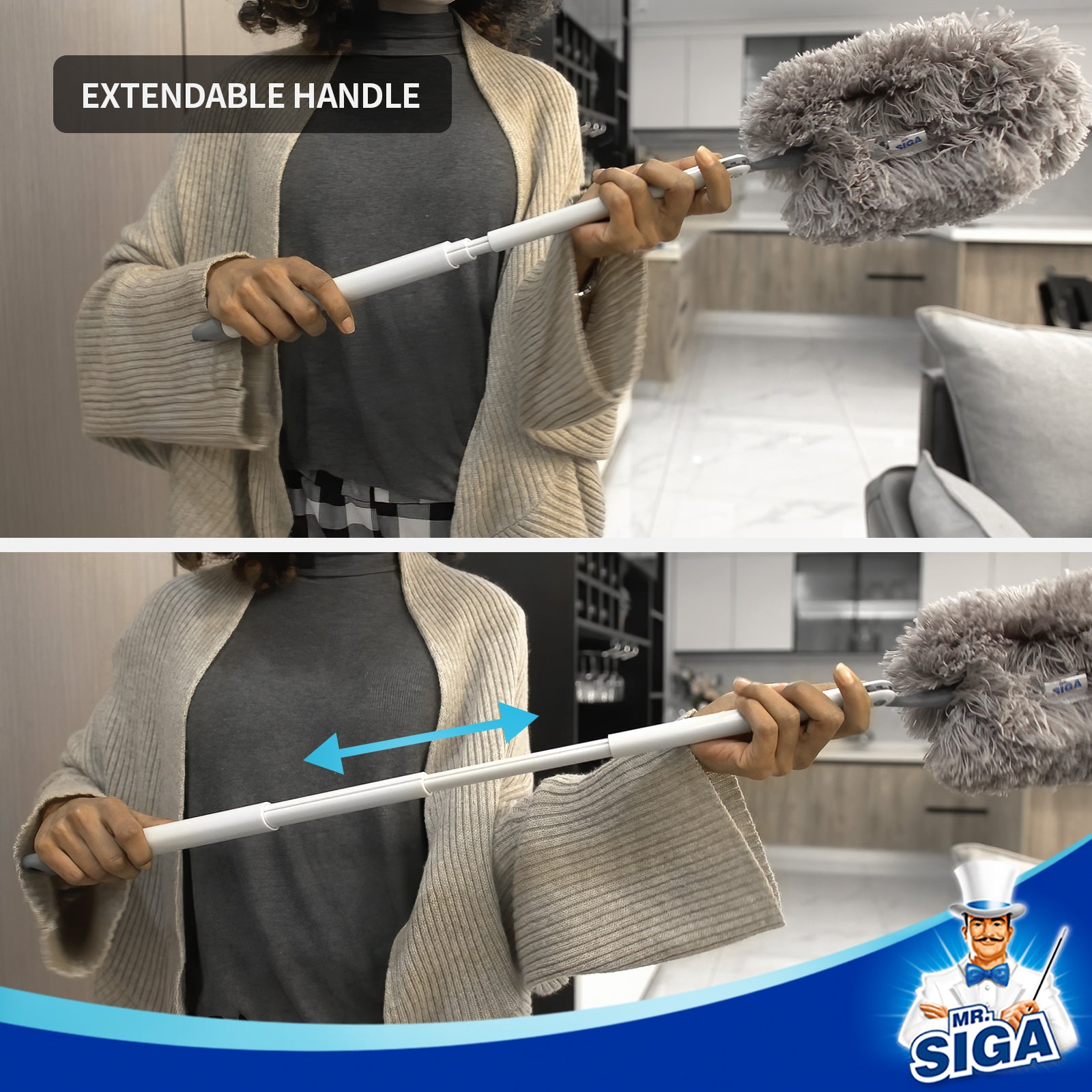 Mr.siga Microfiber Telescopic Duster Refills, 2 pack