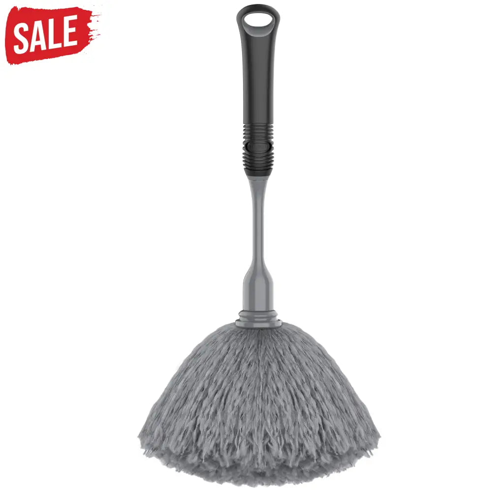 MR.SIGA Microfiber Delicate Duster, Comfortable Non Slip Handle, Detachable Washable Duster Head, Gray & Black