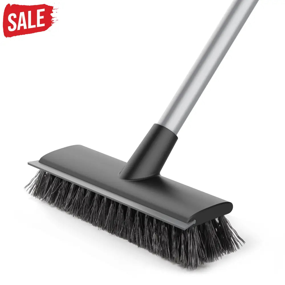 MR.SIGA Floor Scrub Brush with Long Handle 2 in 1 Scrubber and Squeegee for Cleaning Bathroom Patio Garage Wall Tile