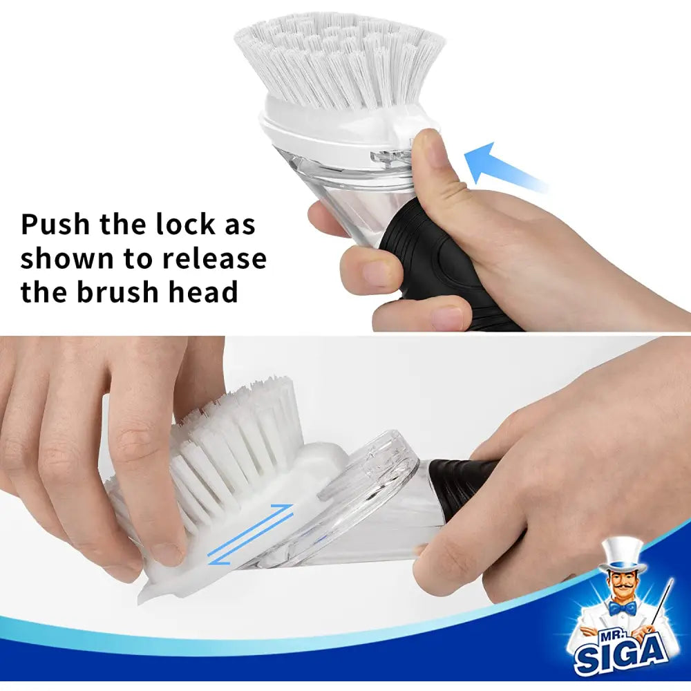MR.SIGA Soap Dispensing Dish Brush Storage Set Kitchen Brush with Holder for Pot Pan Sink Cleaning 厨刷
