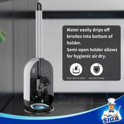 MR.SIGA Toilet Bowl Brush and Holder for Bathroom, Non-Scratch TPR Bristles, Under-Rim Brush Head