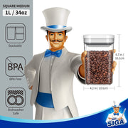 MR.SIGA 4 Pack Airtight Food Storage Container Set, with One-handed Leak Proof Lids, 1L / 33.8oz, Medium, White