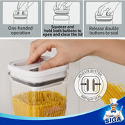 MR.SIGA 6 Piece Airtight Food Storage Container Set, , One-handed Kitchen Storage Containers for Cereal, Spaghetti, Pasta, White