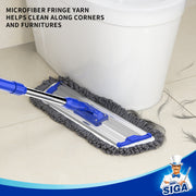 MR.SIGA 18" Professional Microfiber Mop for Floor Cleaning, Stainless Steel Telescopic Handle