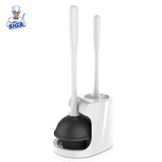 MR.SIGA Toilet Plunger and Bowl Brush Combo for Bathroom Cleaning, White
